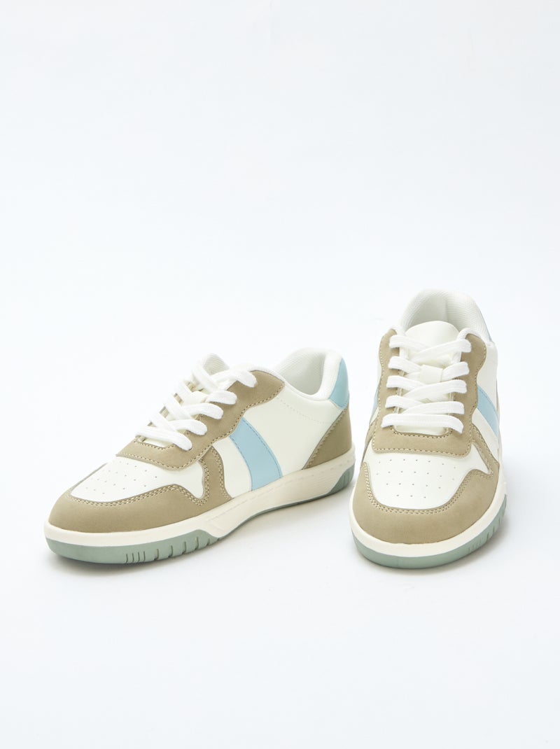 Sneakers basse rinforzate tricolore Kaki - Kiabi