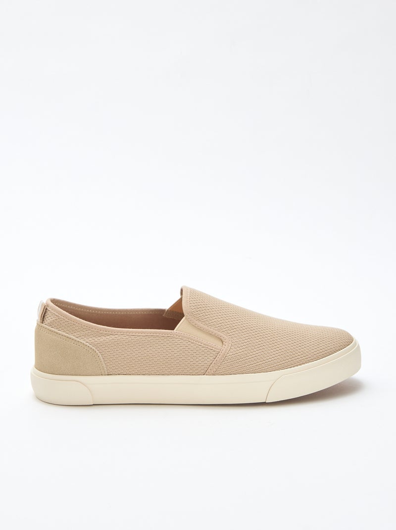 Sneakers basse slip-on in mesh Beige - Kiabi