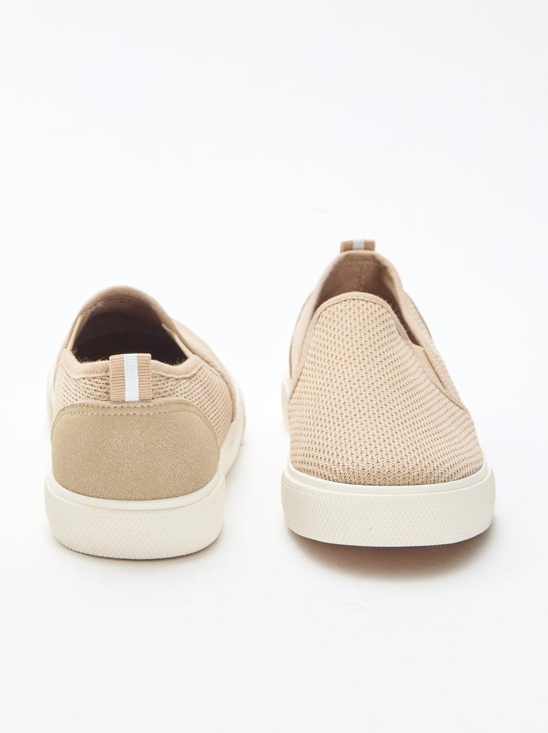Sneakers basse slip-on in mesh tinta unita Beige - Kiabi