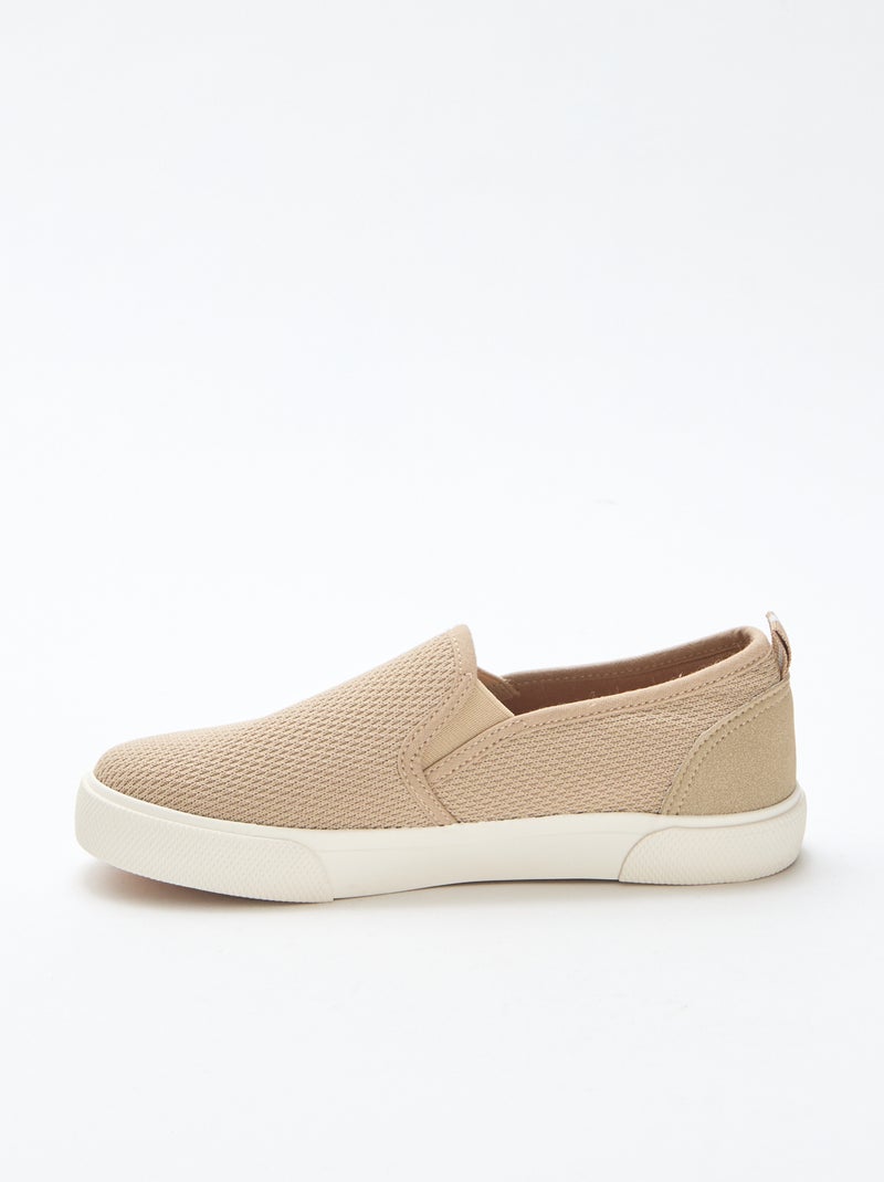 Sneakers basse slip-on in mesh tinta unita Beige - Kiabi