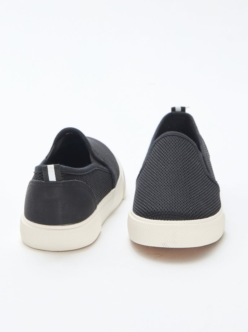 Sneakers basse slip-on in mesh tinta unita Nero - Kiabi