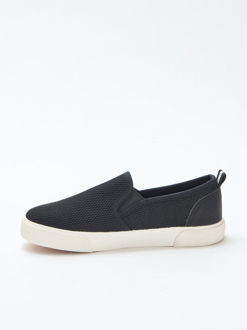 Sneakers basse slip-on in mesh tinta unita Nero - Kiabi