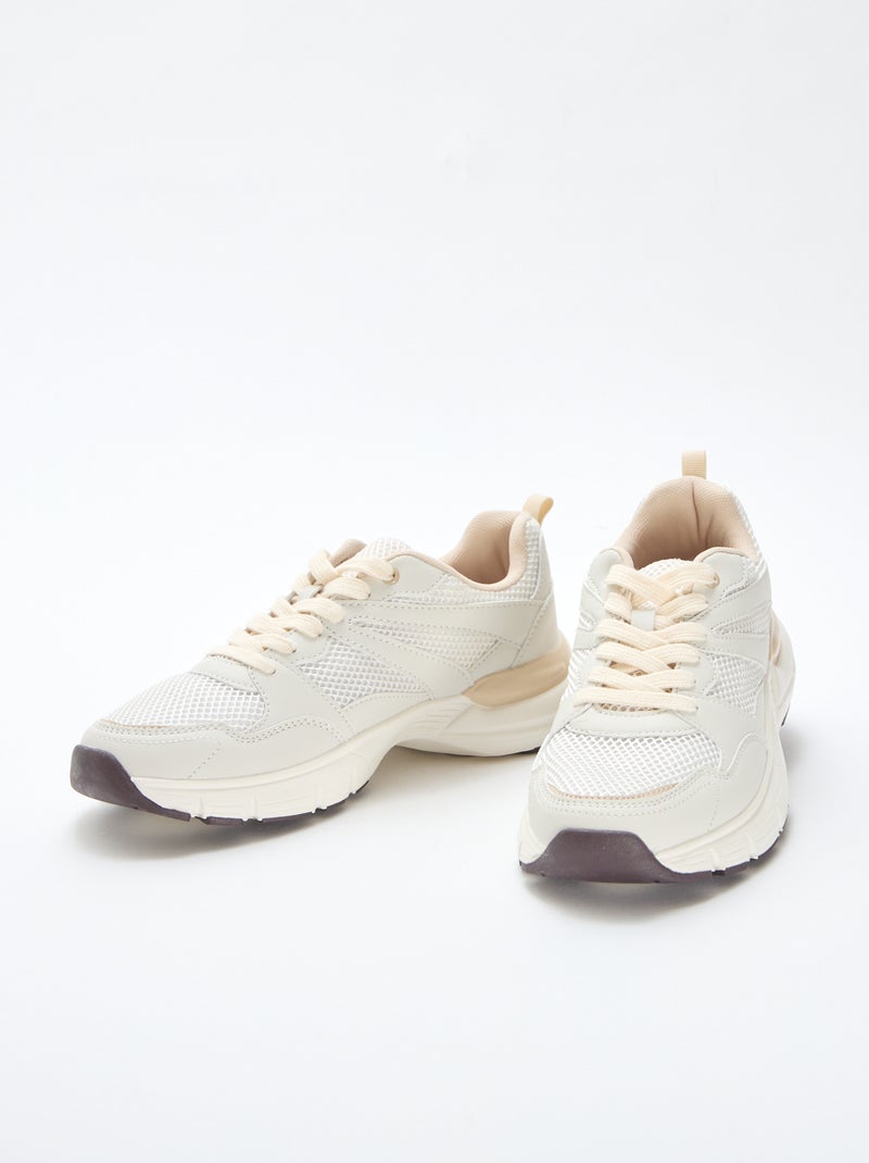 Sneakers basse stile running Beige - Kiabi