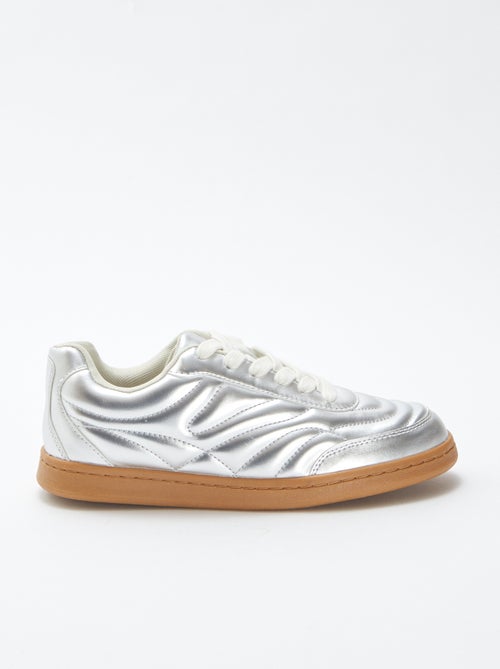 Sneakers basse strutturate argentate - Kiabi