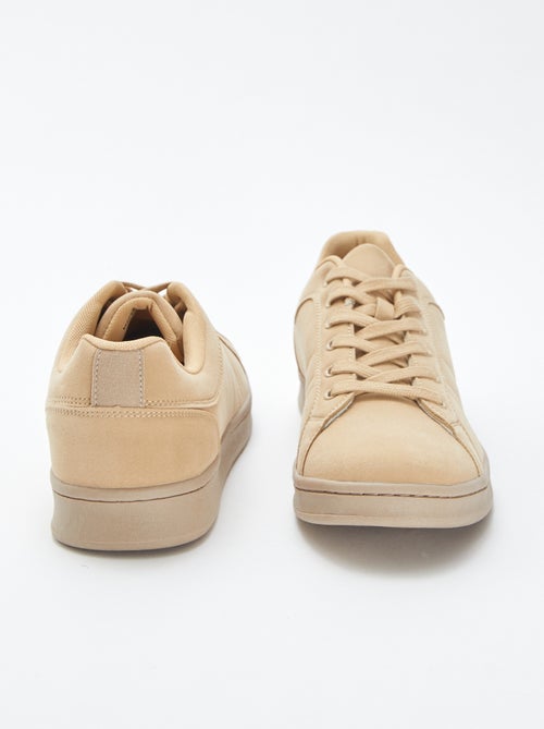 Sneakers basse tinta unita in finta pelle scamosciata - Kiabi
