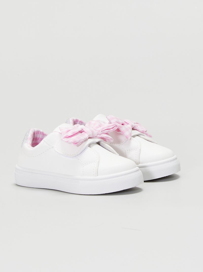 Sneakers bianche con fiocco vichy BIANCO - Kiabi