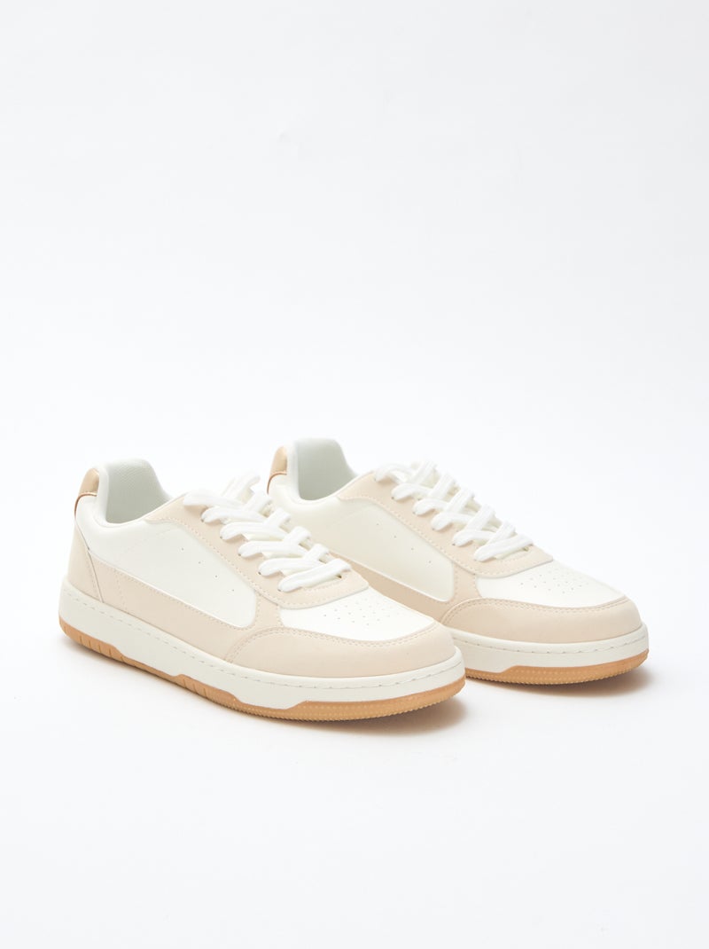 Sneakers bicolore con dettagli dorati Beige - Kiabi