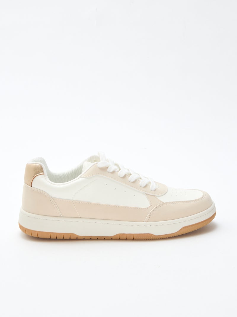 Sneakers bicolore con dettagli dorati Beige - Kiabi