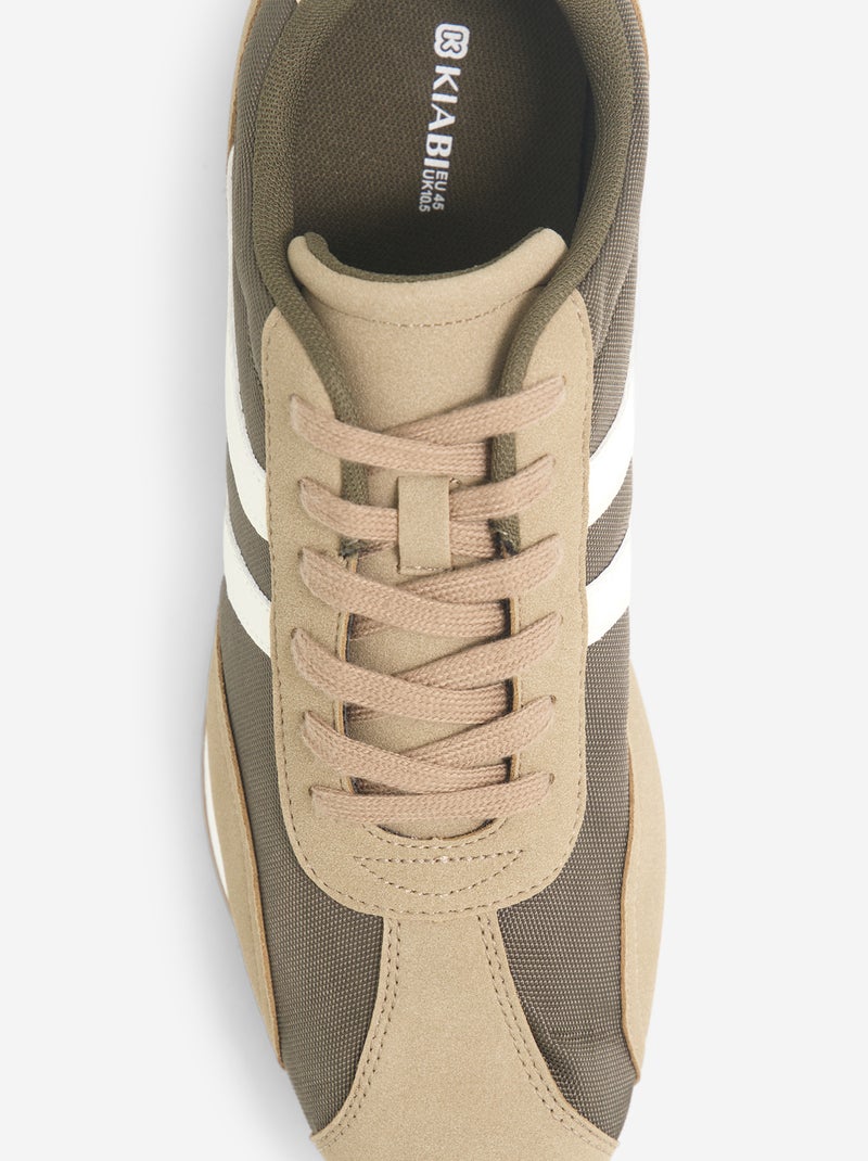 Sneakers bicolore con lacci Kaki - Kiabi