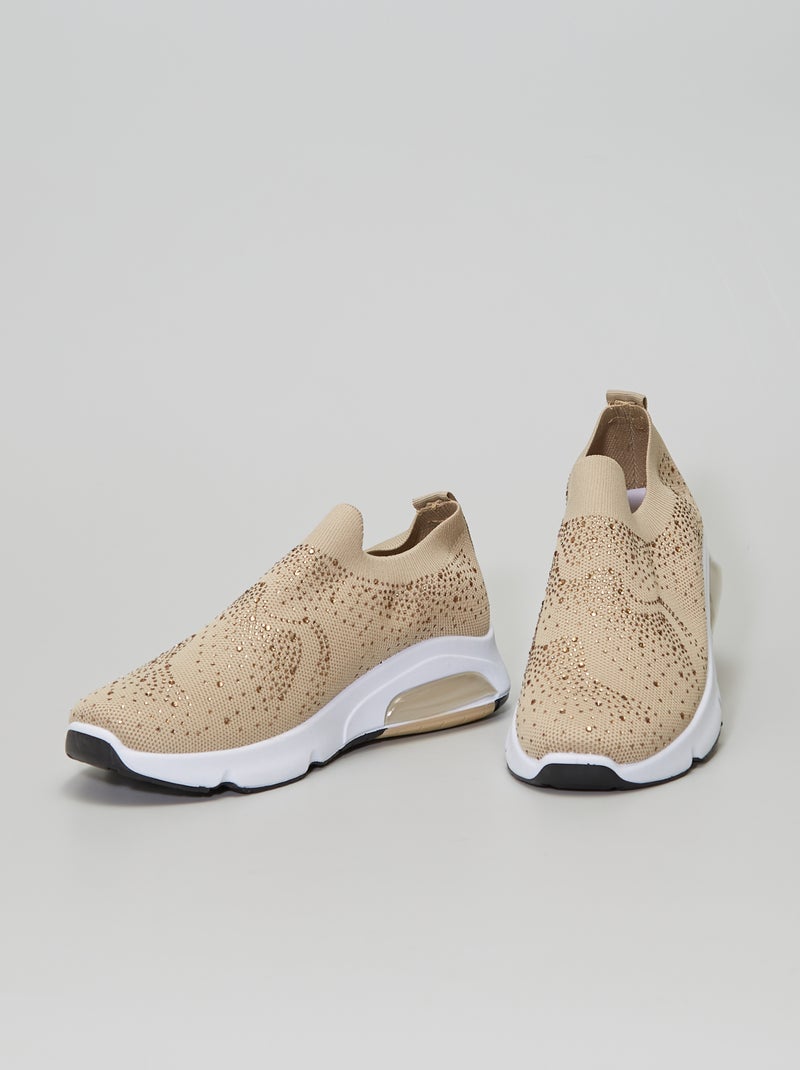 Sneakers calzino con strass BEIGE - Kiabi