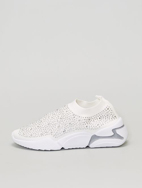 Sneakers calzino con strass - bianco - Kiabi - 22.00€