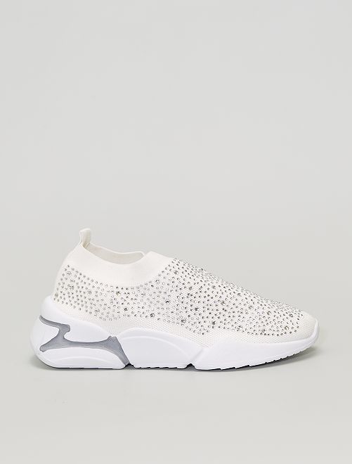 Sneakers calzino con strass - bianco - Kiabi - 22.00€