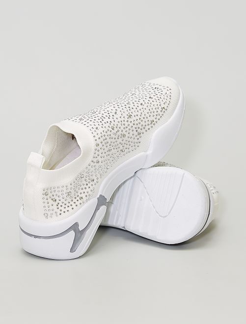 Sneakers calzino con strass - bianco - Kiabi - 22.00€