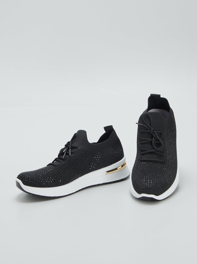 Sneakers calzino con strass NERO - Kiabi