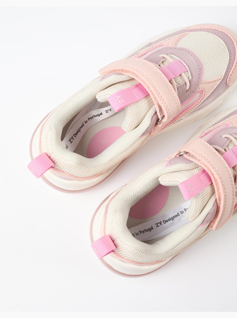 Sneakers combinati con luci superlight runner Bianco / Rosa / Beige - Kiabi