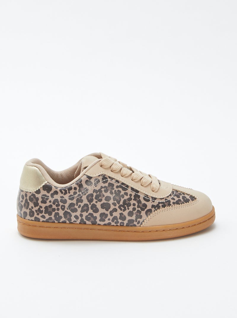Sneakers con lacci e motivo leopardato BEIGE - Kiabi