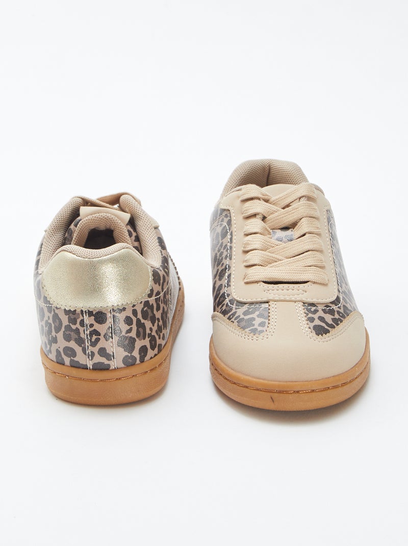 Sneakers con lacci e motivo leopardato BEIGE - Kiabi