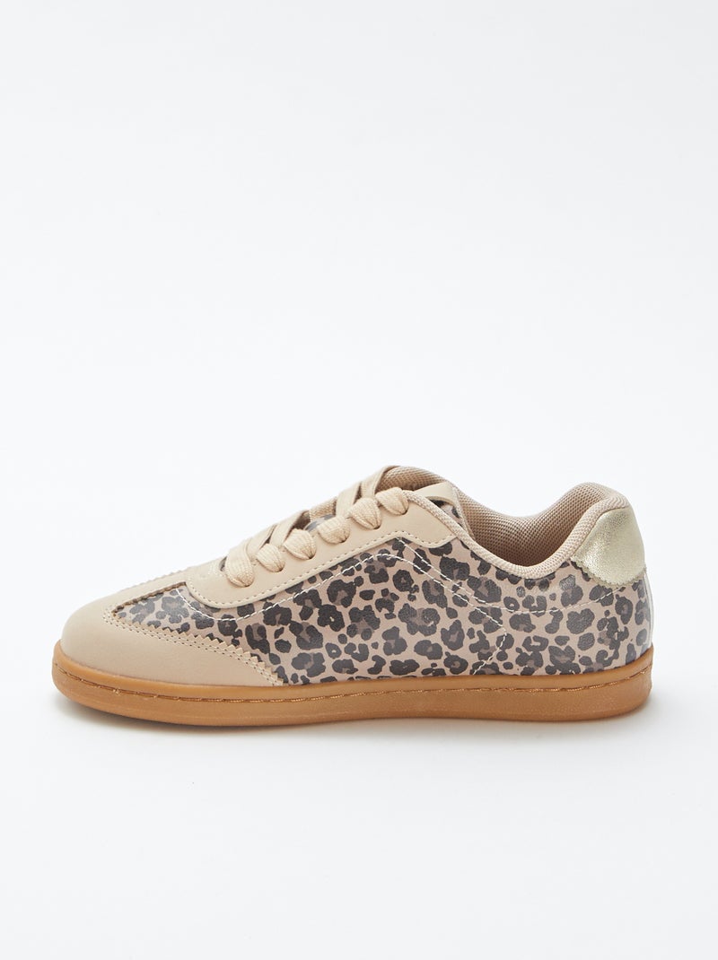 Sneakers con lacci e motivo leopardato BEIGE - Kiabi