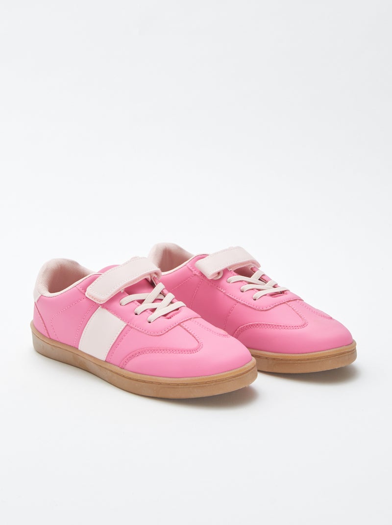 Sneakers con lacci elasticizzati + strappo ROSA - Kiabi
