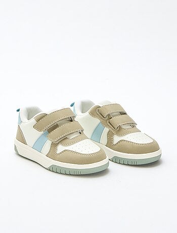 Sneakers con velcro in similpelle quadricolore