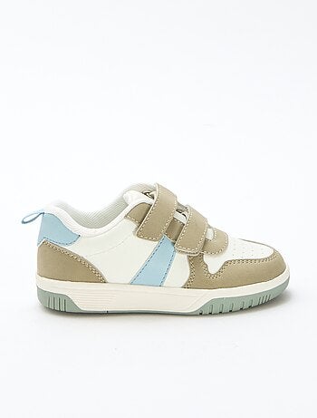Sneakers con velcro in similpelle quadricolore