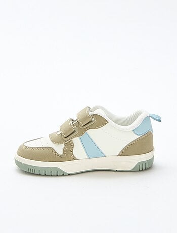 Sneakers con velcro in similpelle quadricolore