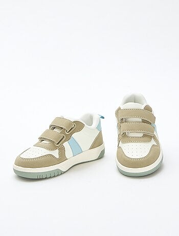 Sneakers con velcro in similpelle quadricolore