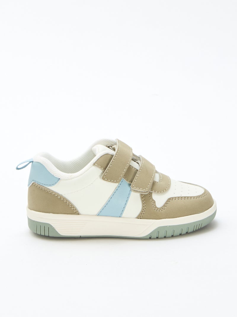 Sneakers con strappo in similpelle quadricolore Kaki - Kiabi