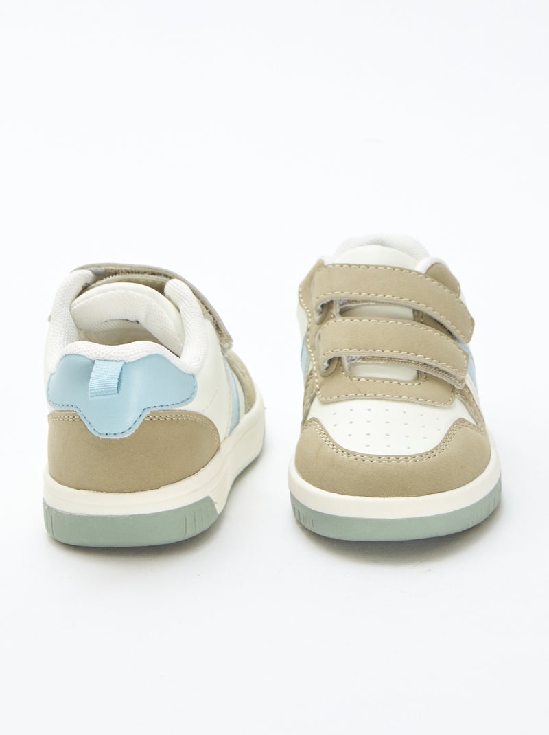 Sneakers con strappo in similpelle quadricolore Kaki - Kiabi