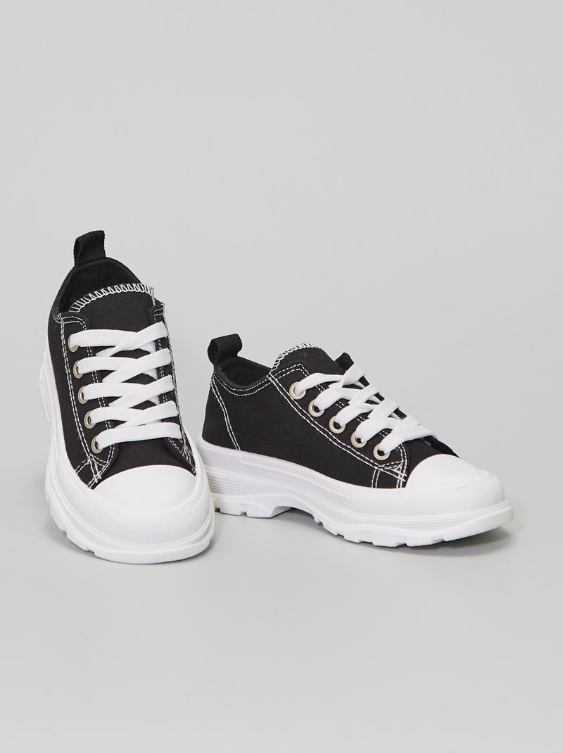 Sneakers con suola alta in tela NERO - Kiabi
