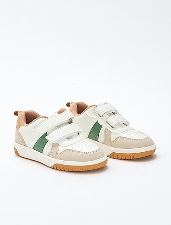 Sneakers con velcro in similpelle quadricolore