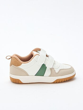 Sneakers con velcro in similpelle quadricolore