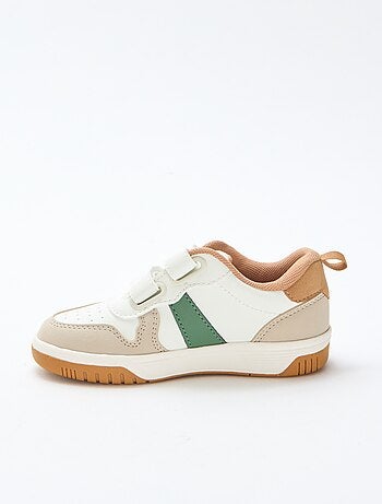 Sneakers con velcro in similpelle quadricolore
