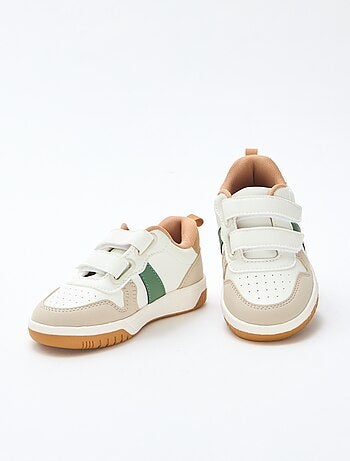 Sneakers con velcro in similpelle quadricolore