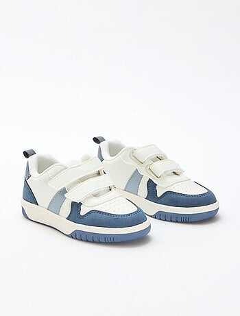 Sneakers con velcro in similpelle quadricolore