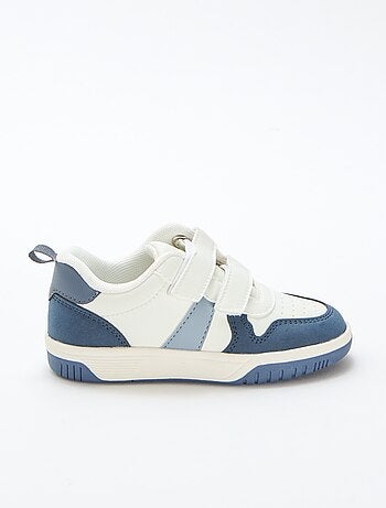 Sneakers con velcro in similpelle quadricolore