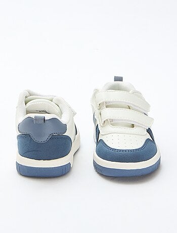 Sneakers con velcro in similpelle quadricolore