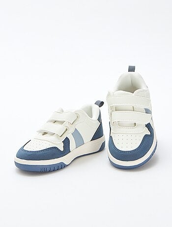 Sneakers con velcro in similpelle quadricolore