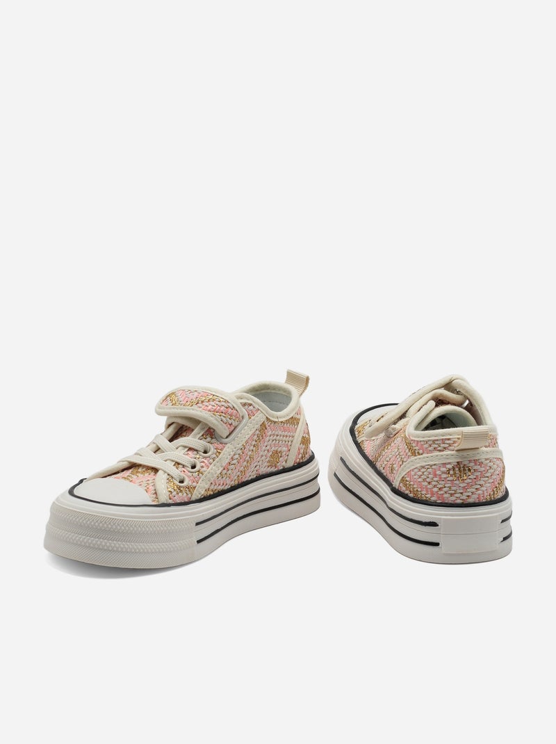 Sneakers con zeppa Beige/Rosa - Kiabi