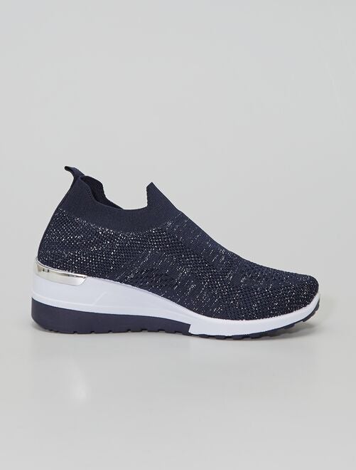 Sneakers con zeppa e paillettes - blu navy - Kiabi - 24.00€