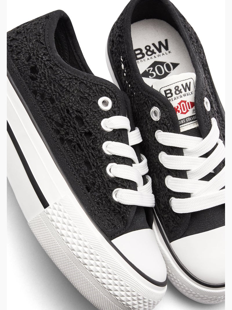 Sneakers conguitos bajas crochet Nero - Kiabi
