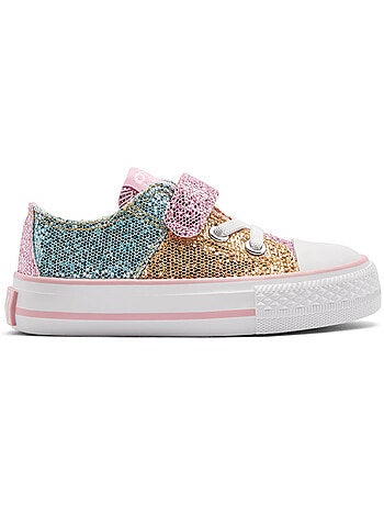 Sneakers conguitos bajas glitter patchwork