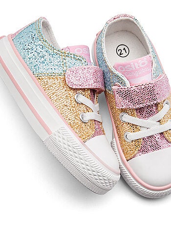 Sneakers conguitos bajas glitter patchwork