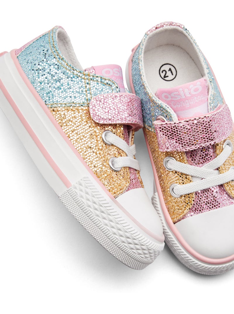 Sneakers conguitos bajas glitter patchwork Multicolore - Kiabi