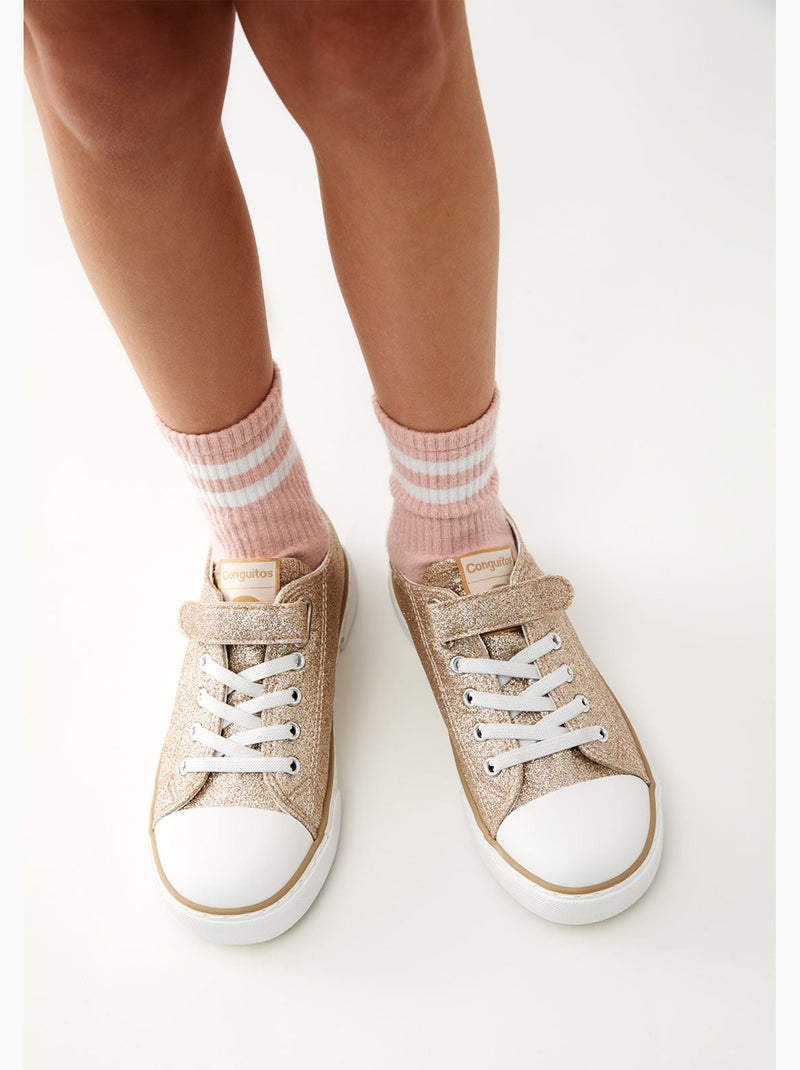 Sneakers conguitos glitter canvas Oro - Kiabi
