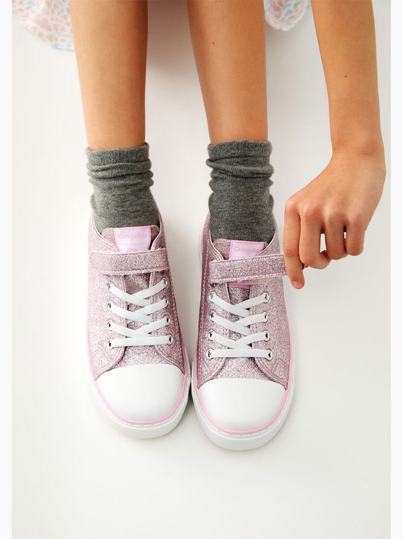 Sneakers conguitos glitter canvas Rosa - Kiabi