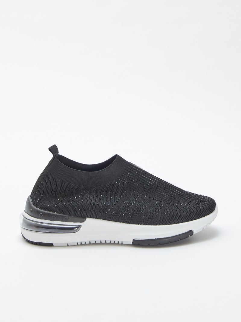 Sneakers da infilare con strass NERO - Kiabi