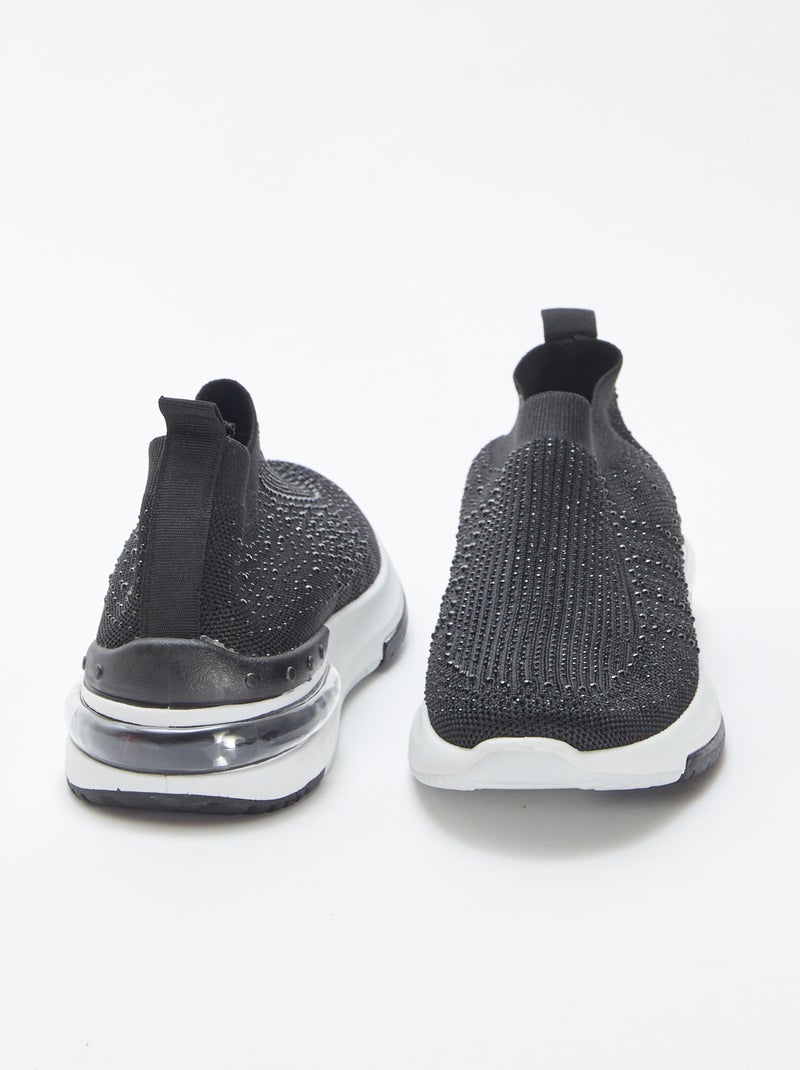 Sneakers da infilare con strass NERO - Kiabi
