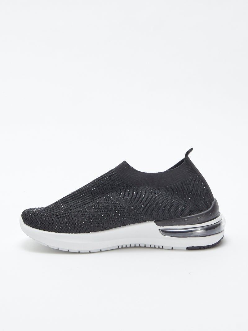 Sneakers da infilare con strass NERO - Kiabi
