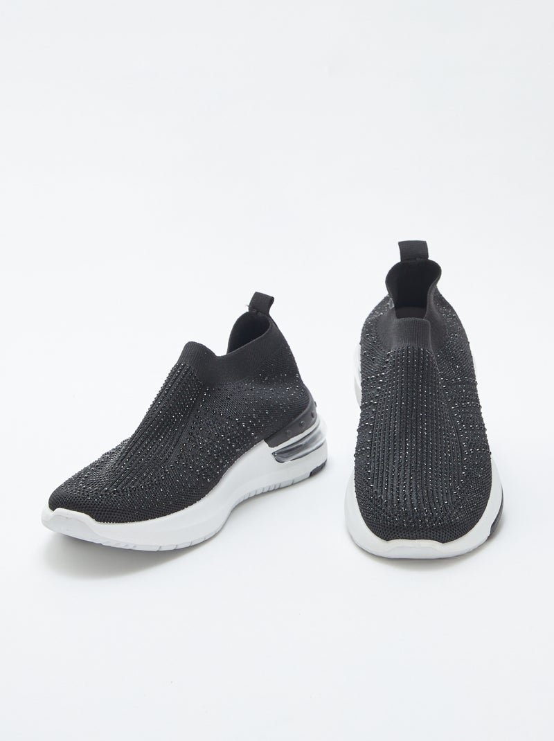 Sneakers da infilare con strass NERO - Kiabi